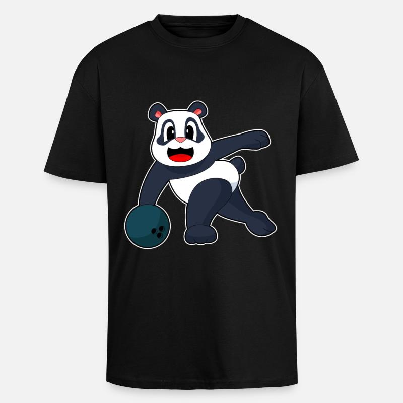 Panda Bowling Bowlingkugel - Oversized Heavyweight Unisex T-Shirt - Schwarz