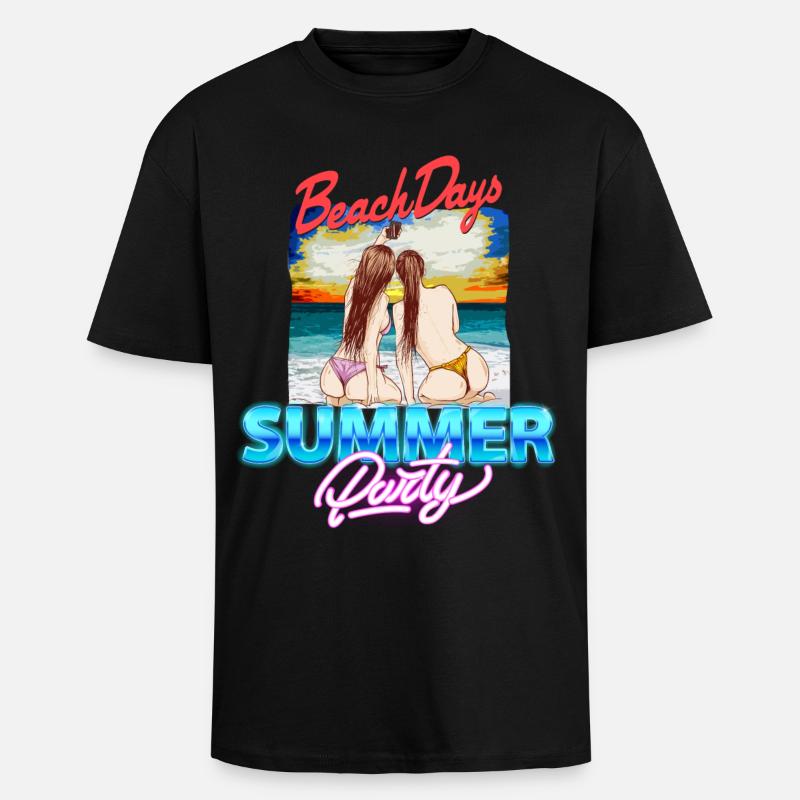 Beach days - Unisex Oversized Heavyweight T-shirt - black