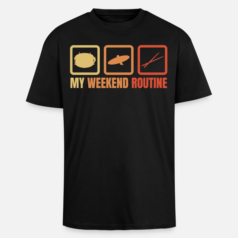 Ma routine du week-end - T-shirt unisexe oversize épais - noir