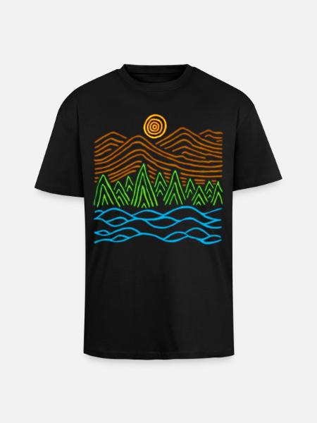 Paysage étrange - T-shirt unisexe oversize épais - noir