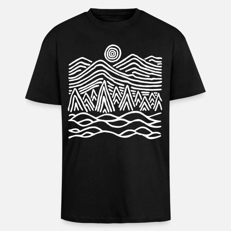 Paysage blanc étrange - T-shirt unisexe oversize épais - noir