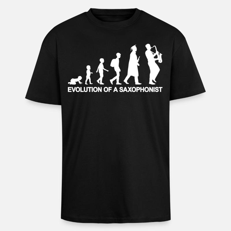 Évolution d’un saxophoniste - T-shirt unisexe oversize épais - noir