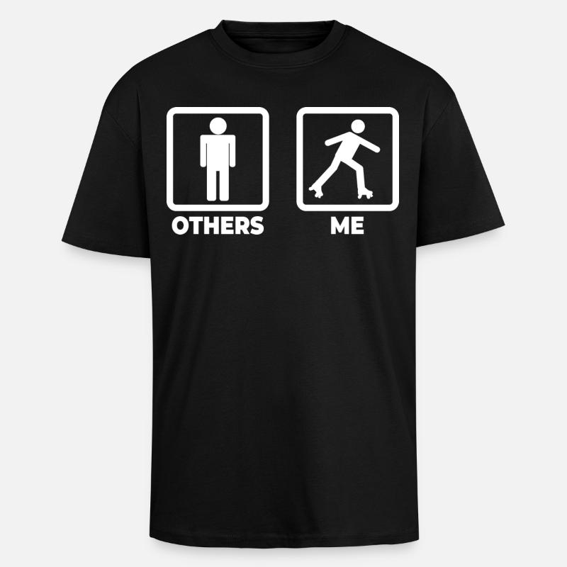 Roller Skater Strichmännchen - Oversized Heavyweight Unisex T-Shirt - Schwarz