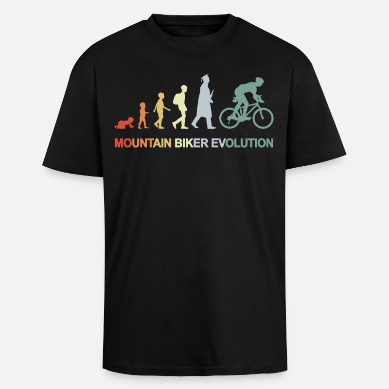 Mountain Biker Evolution - Unisex Oversized Heavyweight T-shirt - black