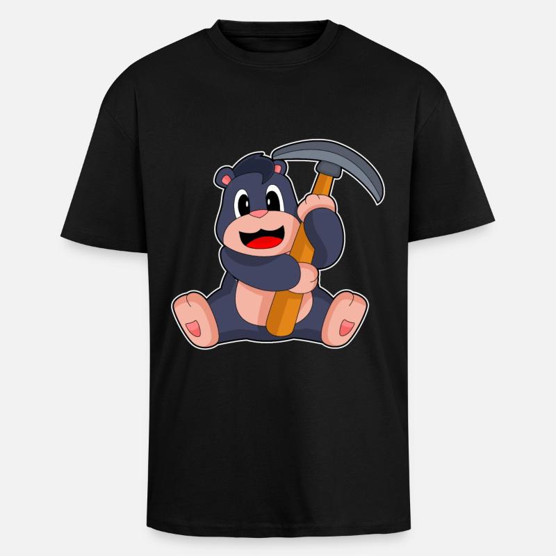 Maulwurf Bergarbeiter Spitzhacke - Oversized Heavyweight Unisex T-Shirt - Schwarz