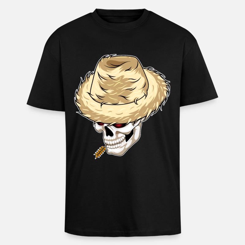Skull Farmer Blé - T-shirt unisexe oversize épais - noir