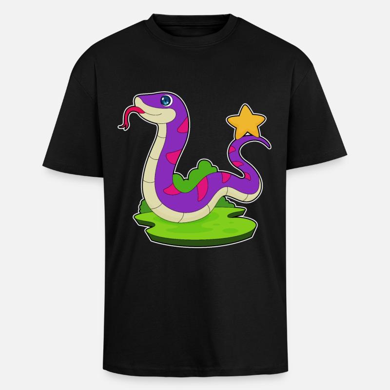 Étoile du serpent - T-shirt unisexe oversize épais - noir