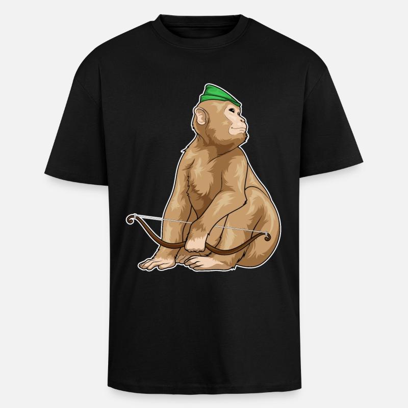 Affe Bogenschütze Bogen - Oversized Heavyweight Unisex T-Shirt - Schwarz