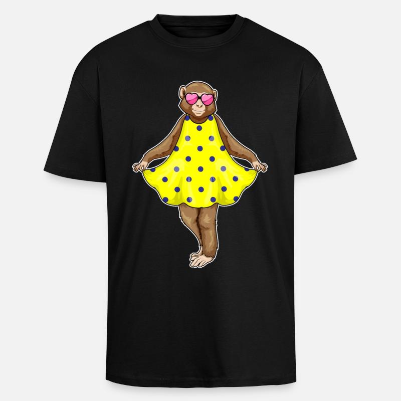 Robe à pois Monkey Hearts - T-shirt unisexe oversize épais - noir