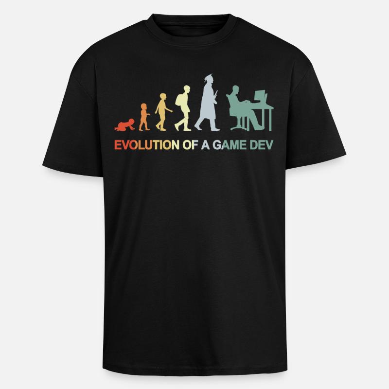 Game Dev Evolution - Unisex Oversized Heavyweight T-shirt - black
