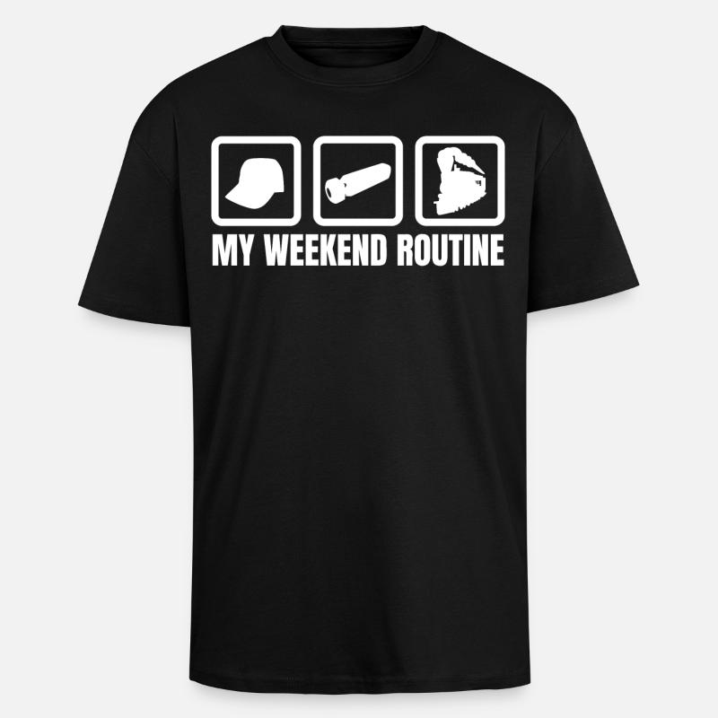 Meine Wochenendroutine - Oversized Heavyweight Unisex T-Shirt - Schwarz