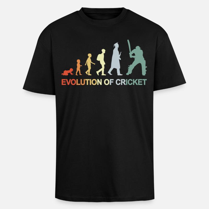 Évolution du cricket - T-shirt unisexe oversize épais - noir