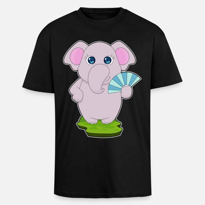 Elefant Handventilator - Oversized Heavyweight Unisex T-Shirt - Schwarz