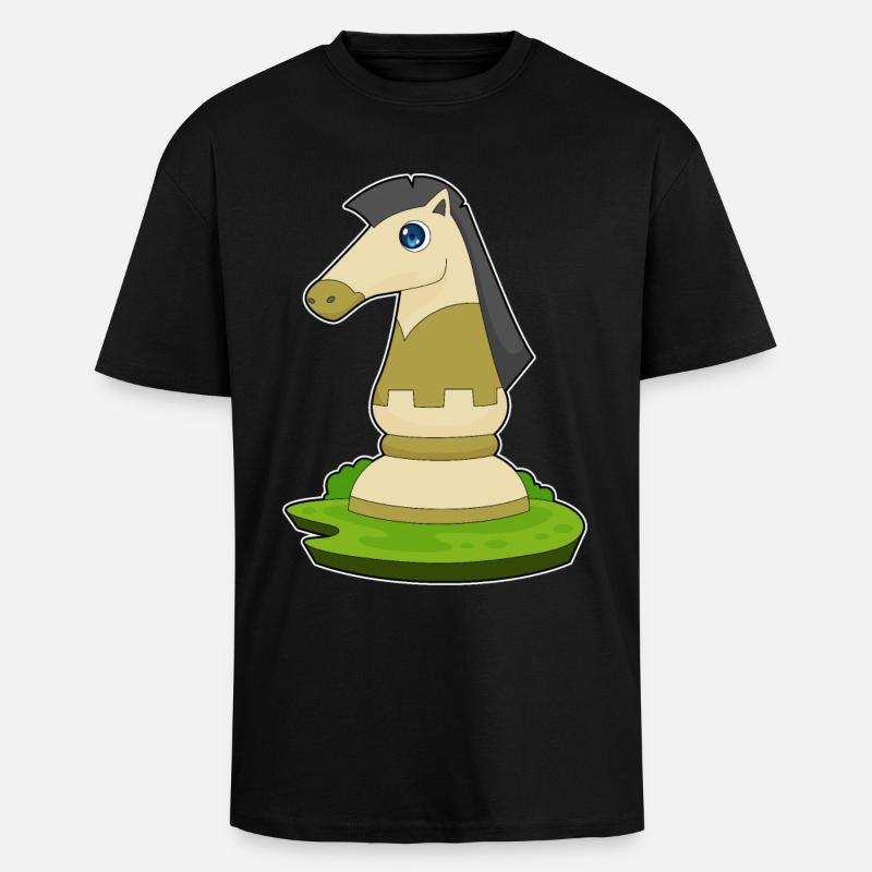Pièce d’échecs Knight Chess - T-shirt unisexe oversize épais - noir
