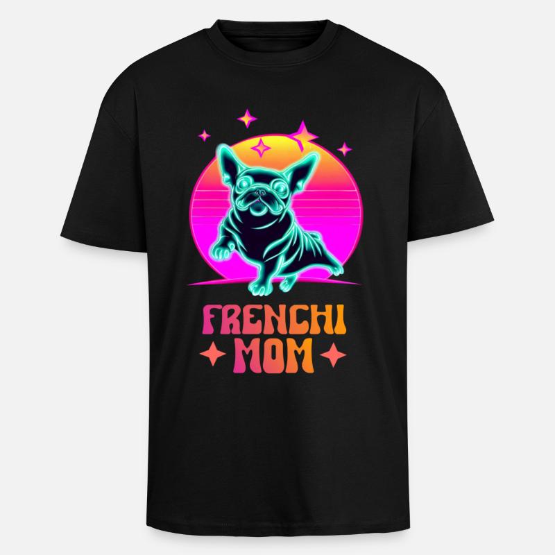 Frenchie Mom - Oversized Heavyweight Unisex T-Shirt - Schwarz