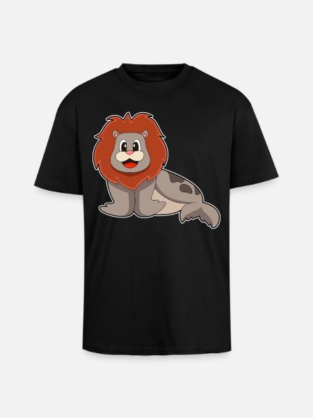 Lion de phoque - T-shirt unisexe oversize épais - noir