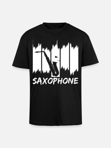 Saxophone Sketch - Unisex Oversized Heavyweight T-shirt - black