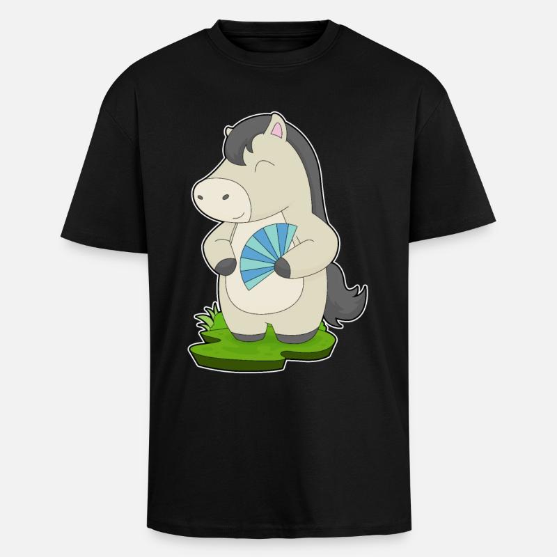 Éventail de main de cheval - T-shirt unisexe oversize épais - noir