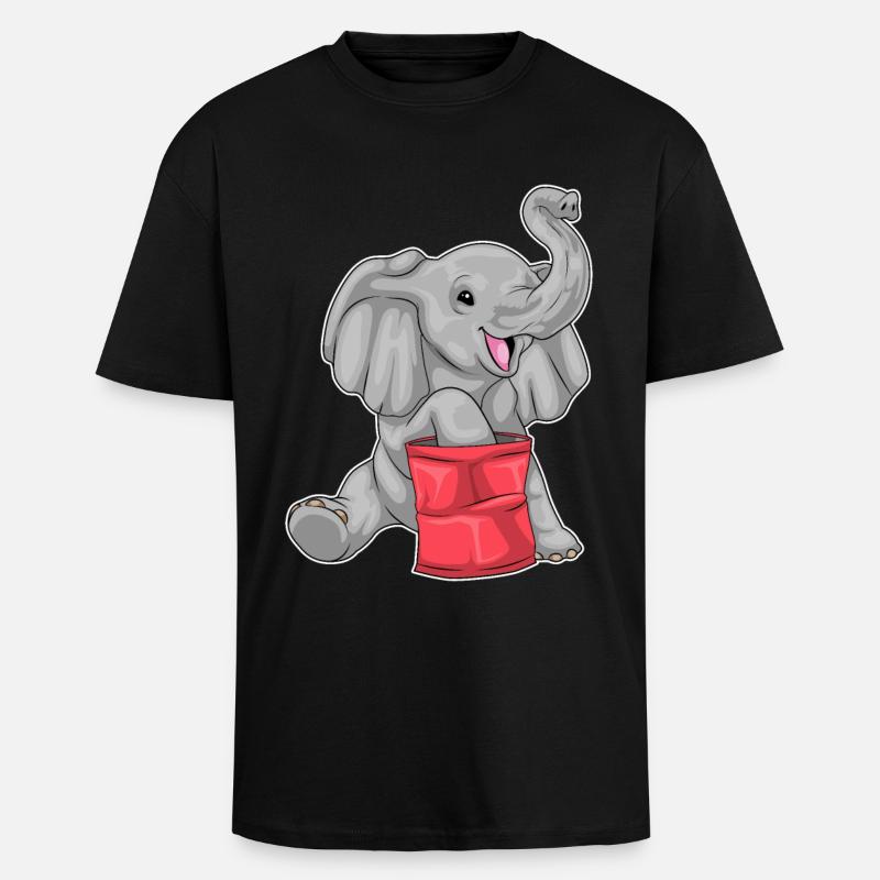 Elephant Chips - Unisex Oversized Heavyweight T-shirt - black