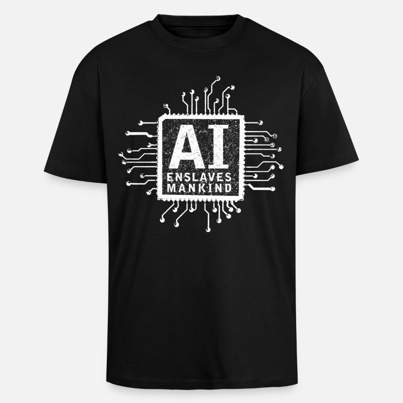 artificial intelligence white - Unisex Oversized Heavyweight T-shirt - black
