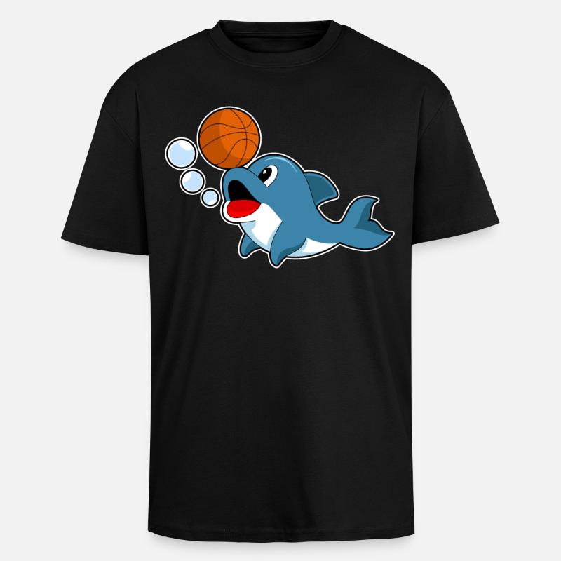 Dolphin Basketteur Basketteur - T-shirt unisexe oversize épais - noir