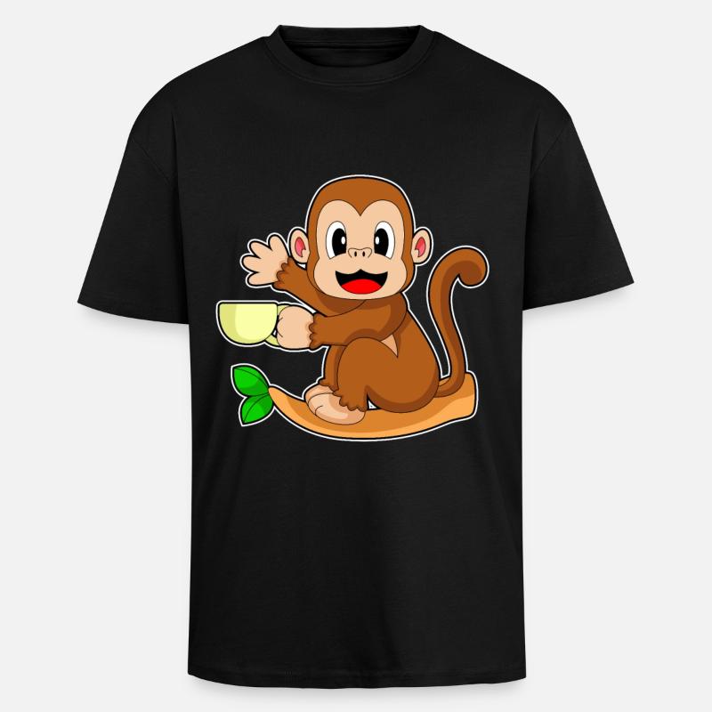 Monkey Mug - Unisex Oversized Heavyweight T-shirt - black