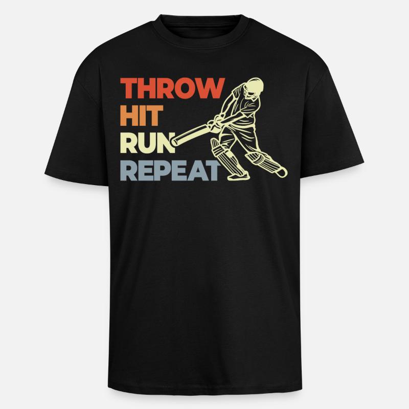 Throw Hit Run Repeat - Unisex Oversized Heavyweight T-shirt - black