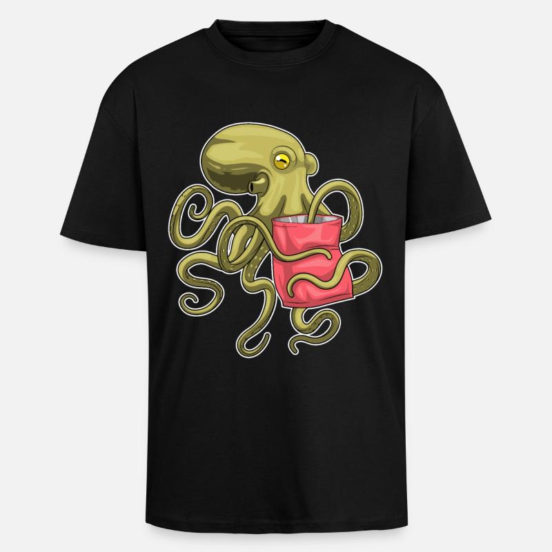 Sac de chips Octopus - T-shirt unisexe oversize épais - noir