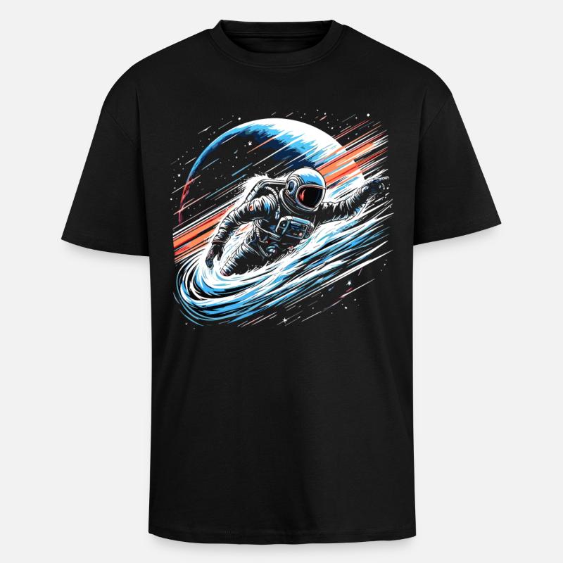 Astronaute Planète Espace - T-shirt unisexe oversize épais - noir