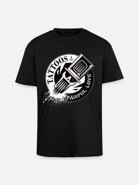 TATTOOS PAINFUL LOVE - Unisex Oversized Heavyweight T-shirt - black