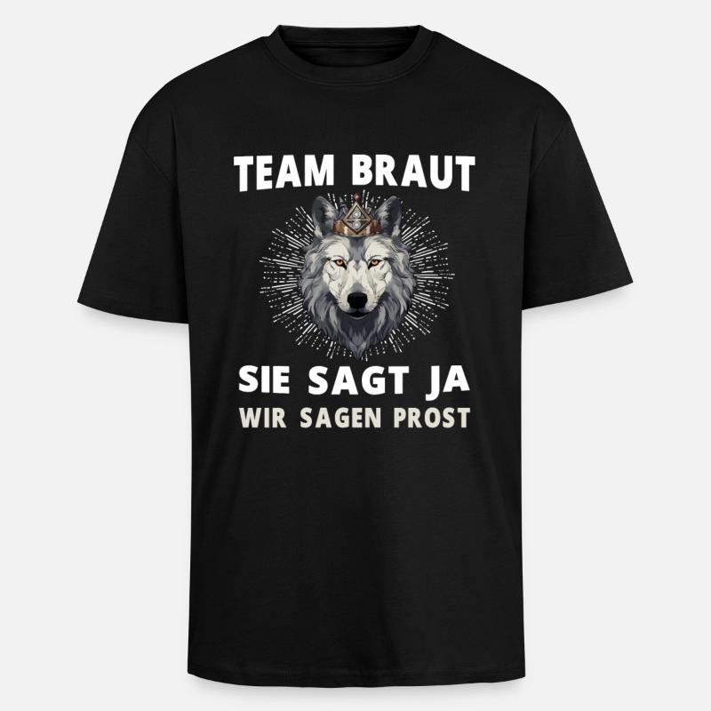 Hochzeit Junggesellenabschied Wolf Braut Bräutigam - Oversized Heavyweight Unisex T-Shirt - Schwarz