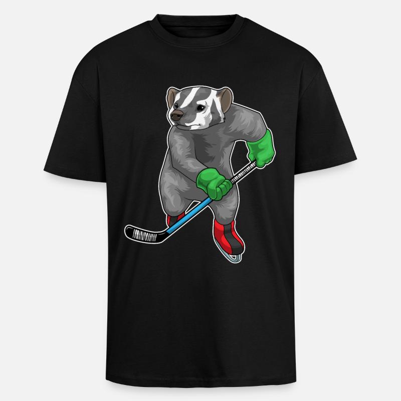 Dachs Eishockey Eishockeyschläger - Oversized Heavyweight Unisex T-Shirt - Schwarz