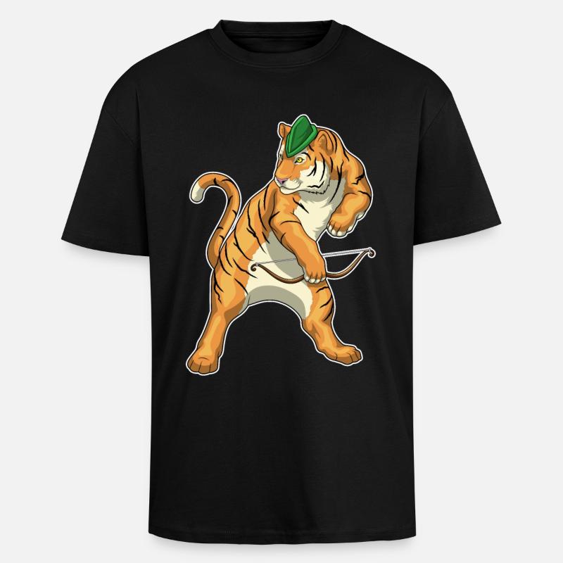 Tiger Bogenschütze Bogen - Oversized Heavyweight Unisex T-Shirt - Schwarz