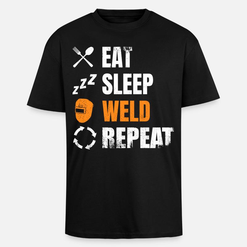 Eat, sleep, weld, repeat - Unisex Oversized Heavyweight T-shirt - black