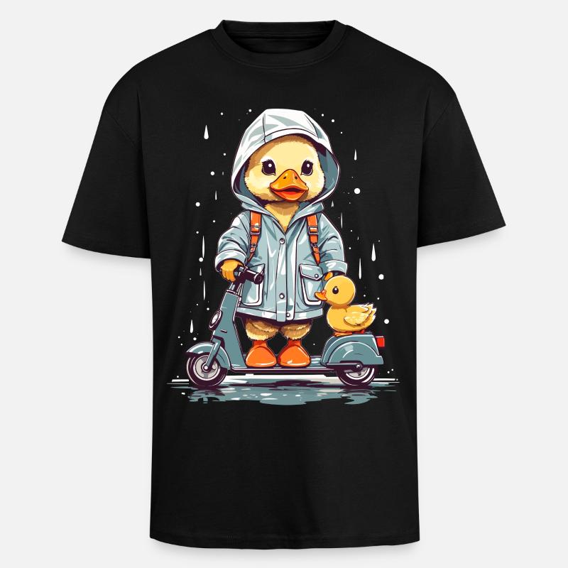 Canard mignon avec rouleau - T-shirt unisexe oversize épais - noir