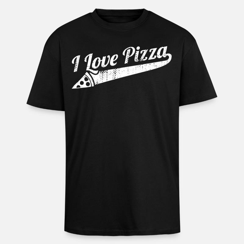 Ich liebe Pizza - Oversized Heavyweight Unisex T-Shirt - Schwarz