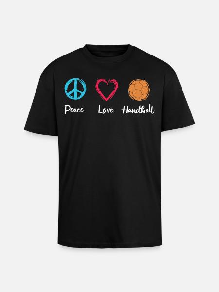 Peace Love Handball - Unisex Oversized Heavyweight T-shirt - black