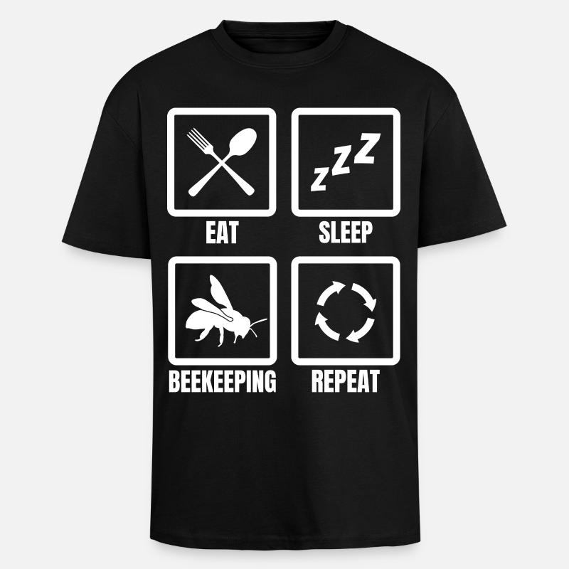 Manger Sommeil Apiculture Répéter - T-shirt unisexe oversize épais - noir