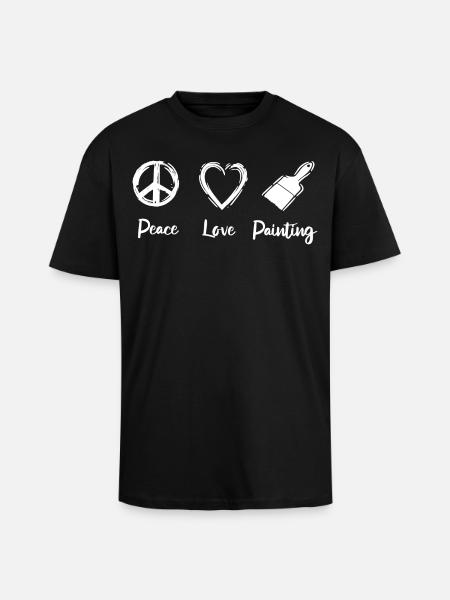 Peace Love Painting - Unisex Oversized Heavyweight T-shirt - black