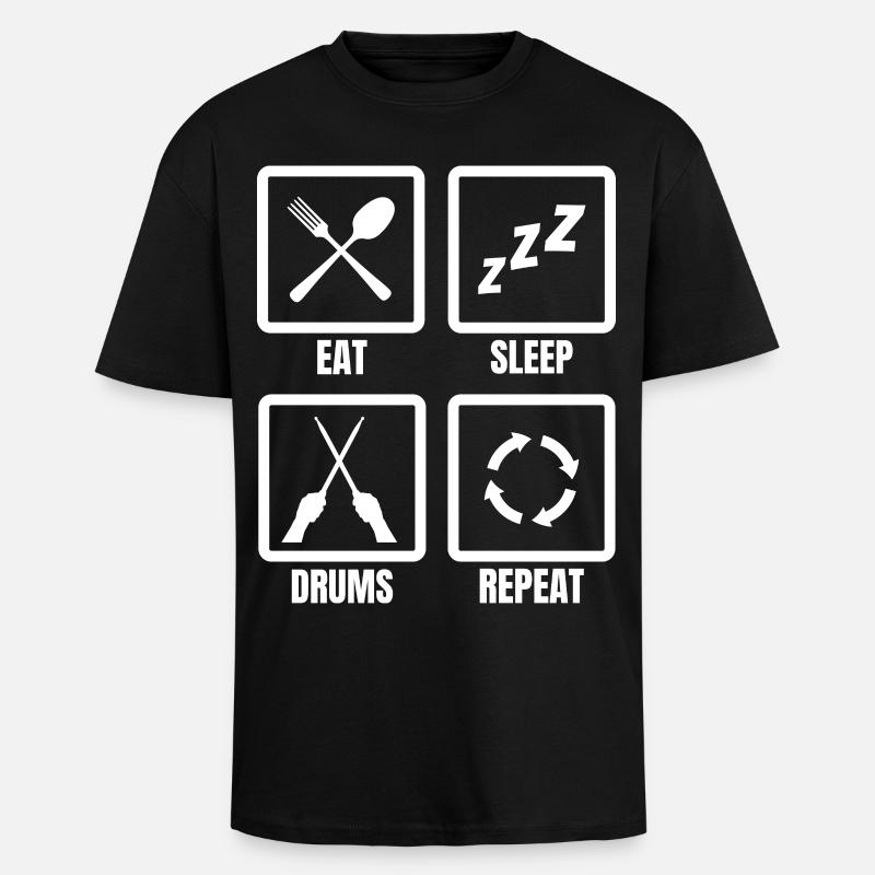 Eat Sleep Drums Répéter - T-shirt unisexe oversize épais - noir