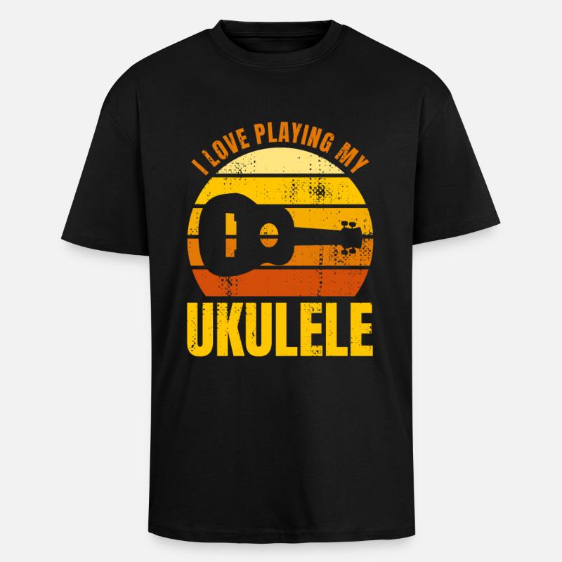 Dicton de motivation pour ukulélé - T-shirt unisexe oversize épais - noir