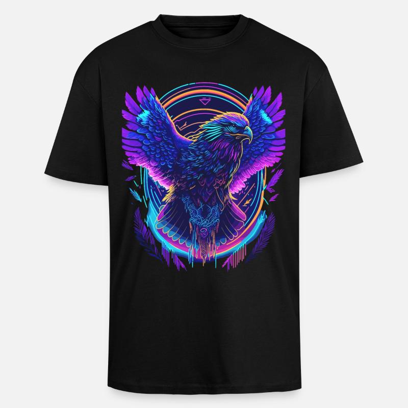 Aigle volant Synthwave - T-shirt unisexe oversize épais - noir