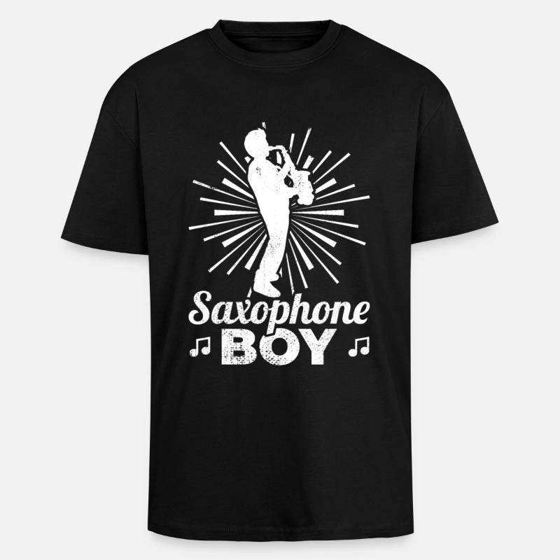 Saxophon Junge - Oversized Heavyweight Unisex T-Shirt - Schwarz