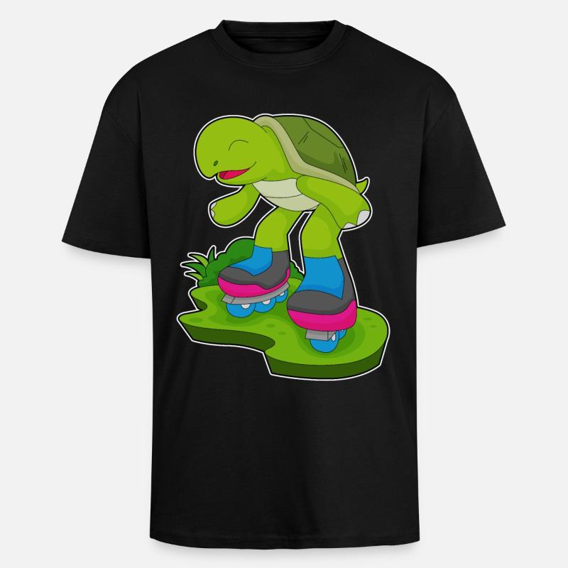 Turtle Inline skating Inline skates - Unisex Oversized Heavyweight T-shirt - black