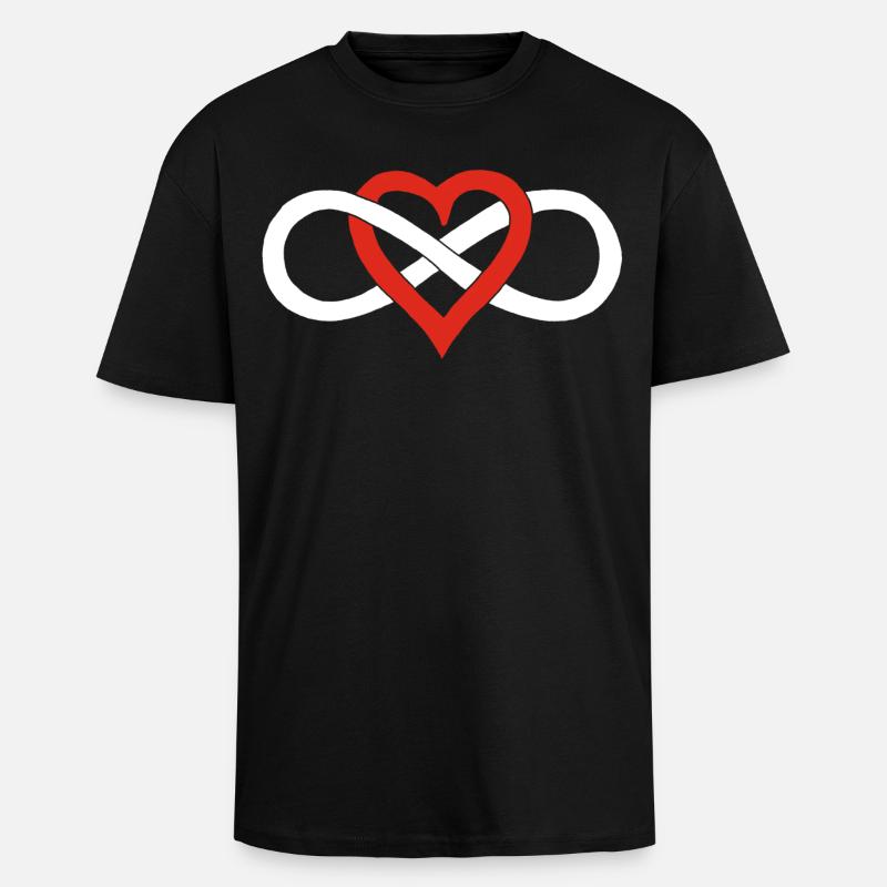 Amour infini (blanc) - T-shirt unisexe oversize épais - noir