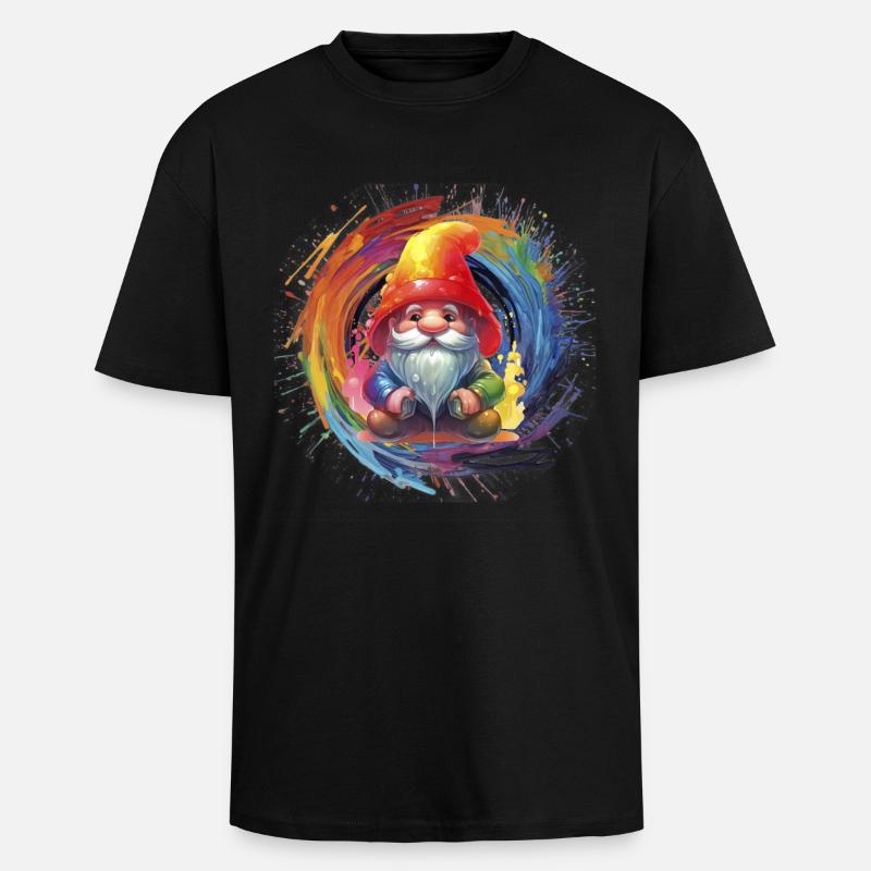Bunter Weihnachtszwerg Zauberer - Oversized Heavyweight Unisex T-Shirt - Schwarz