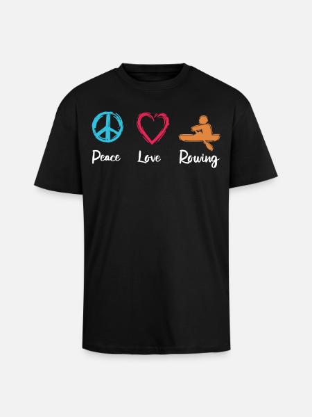 Peace, Love, Rowing - Unisex Oversized Heavyweight T-shirt - black