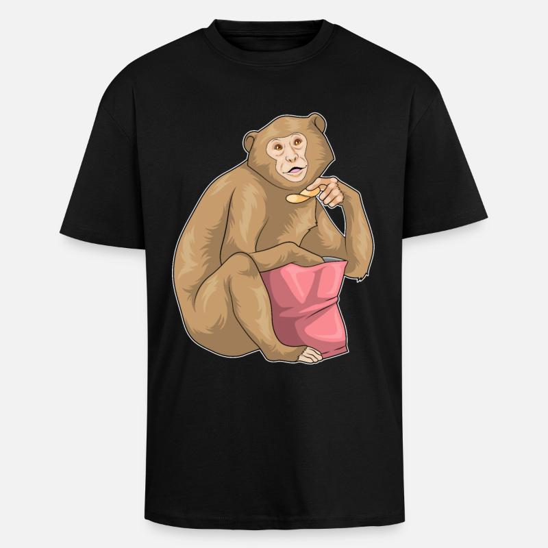 Affe Chips Chipstüte - Oversized Heavyweight Unisex T-Shirt - Schwarz
