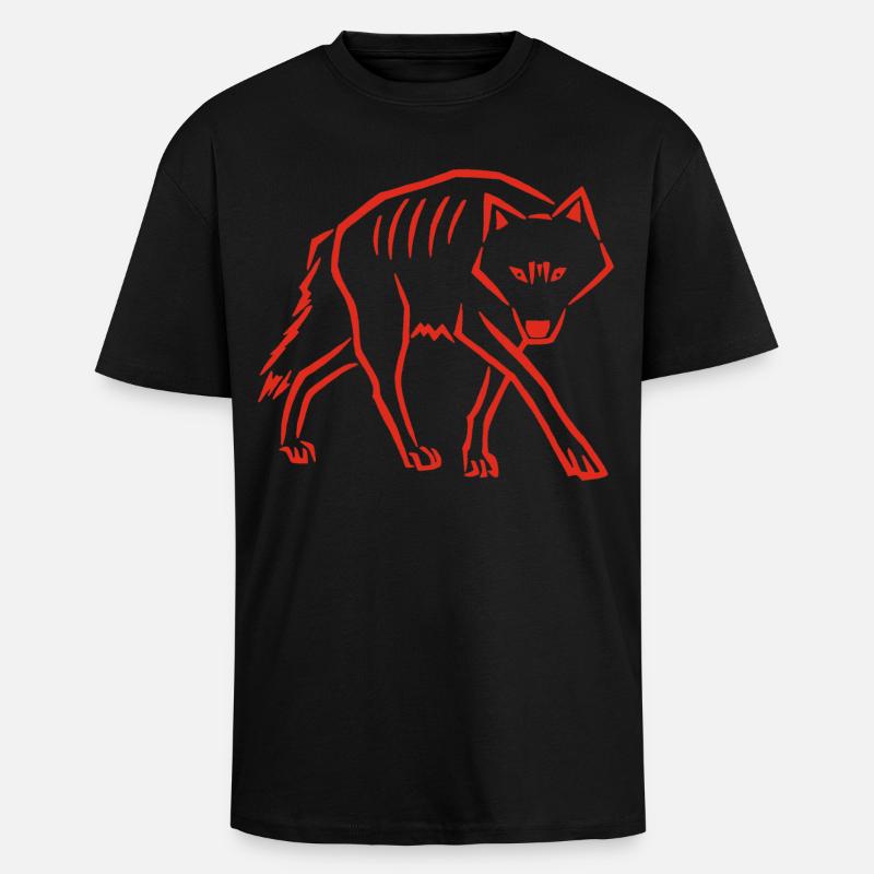 à pas de loup (rouge) - T-shirt unisexe oversize épais - noir