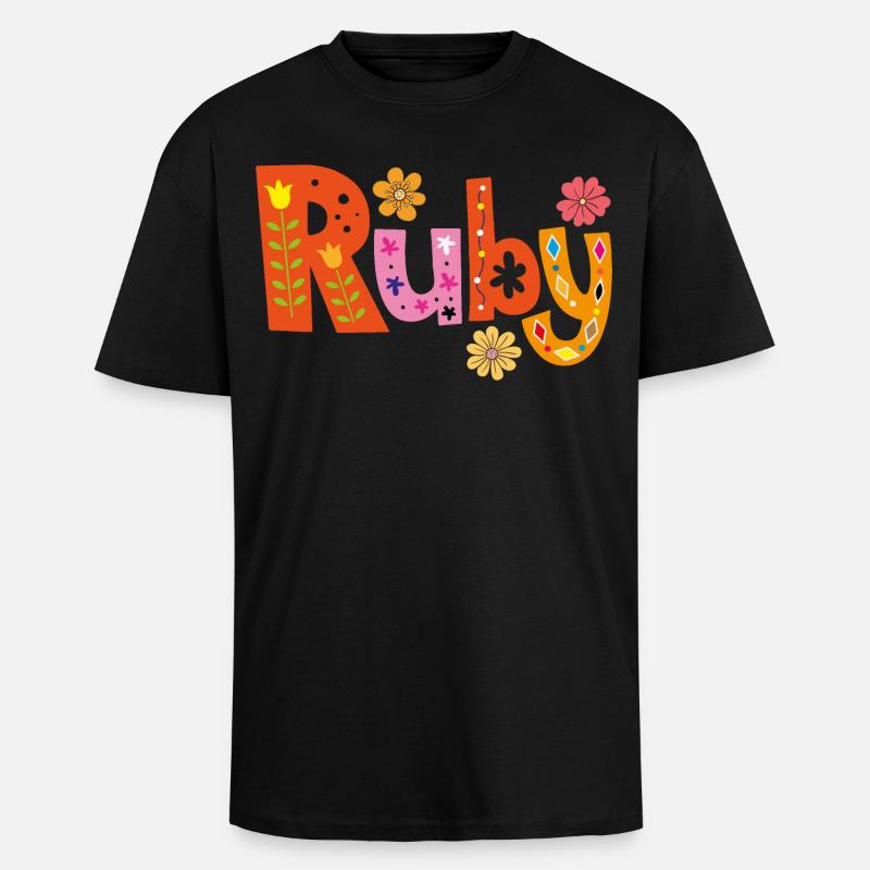 Personalized Ruby Name - Unisex Oversized Heavyweight T-shirt - black